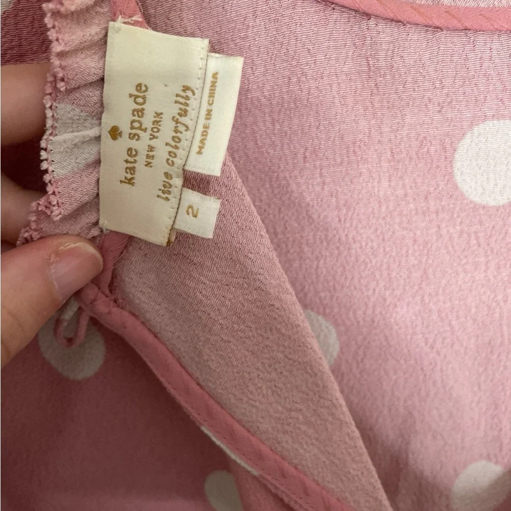Kate Spade Pink Polka Dot Long Sleeve Top 2